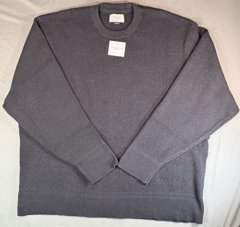 NWT American Eagle Knit Pullover Sweater Womens Size XXL Black Crew Neck Texture